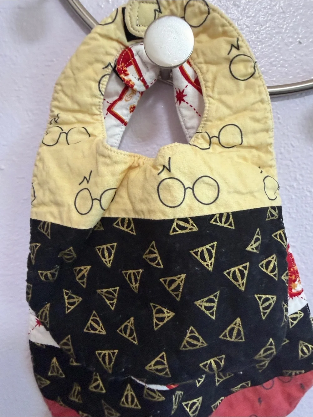 Handmade Wizard-Themed Baby Bibs in Red, Green, Black